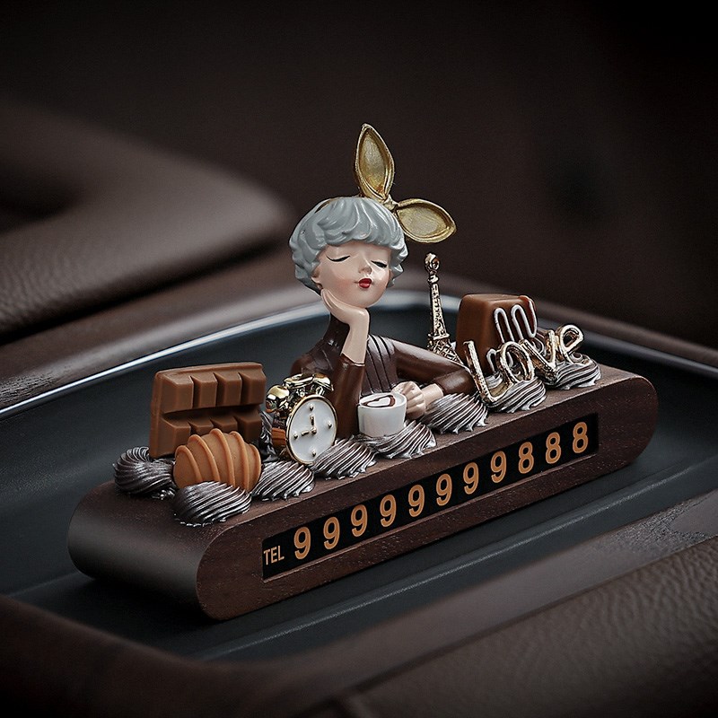 IDLEFISH丨焦糖特调汽车临时停车电话号码牌移车卡创意车载用品