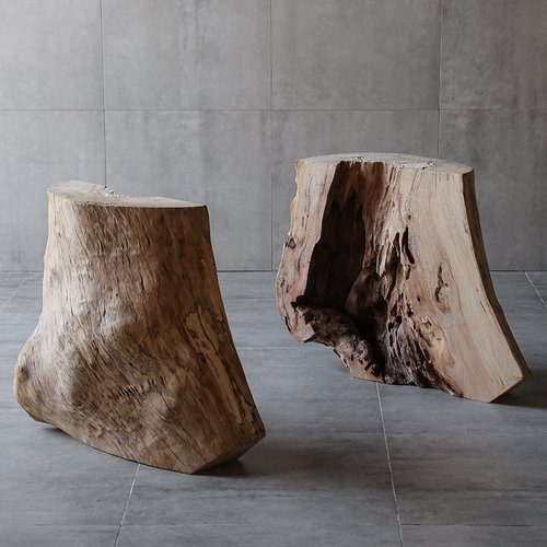 实木树桩茶桌支架桌腿半圆木架平板底座脚架大板树墩架原木墩子凳