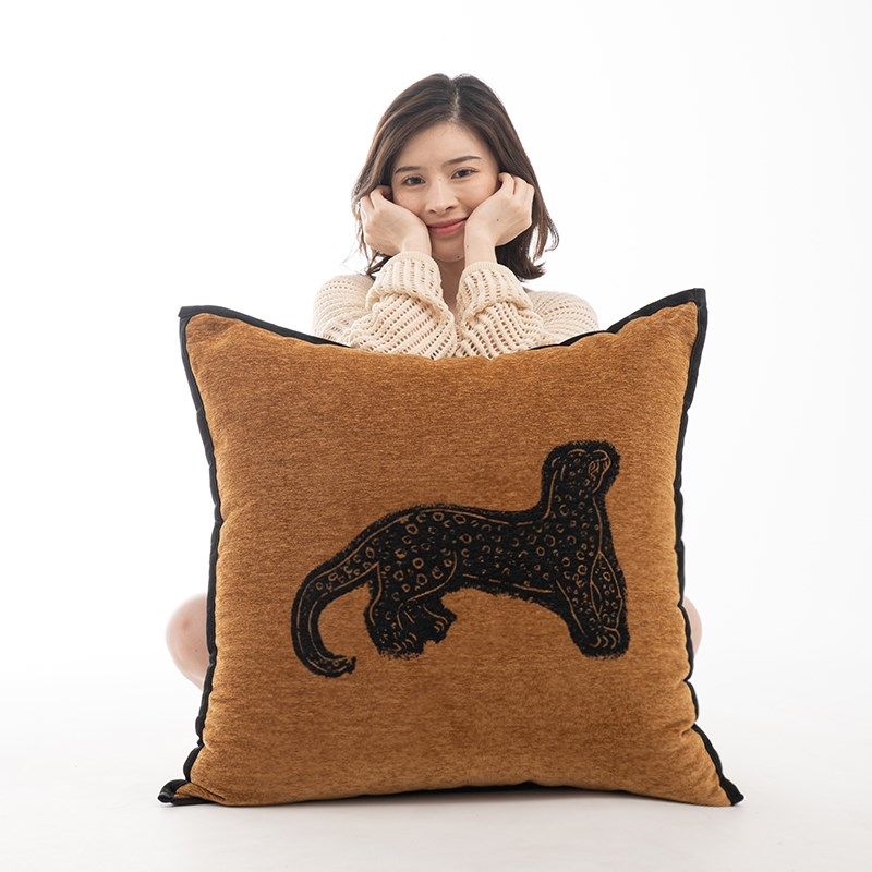 沙发抱枕侘寂风豹子客厅床头靠垫套靠枕抱枕套不含芯超大号靠背垫