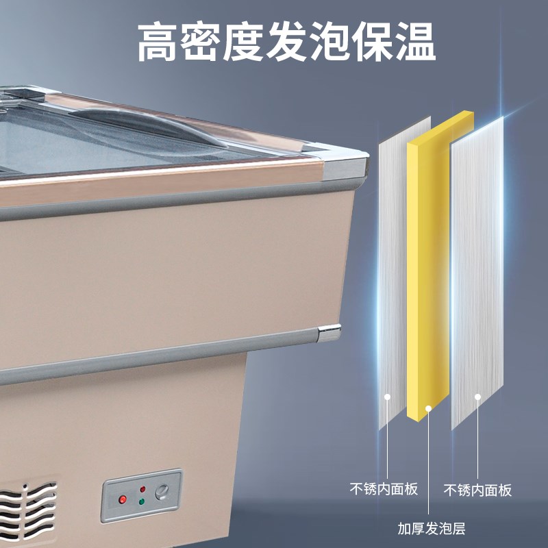 SC-00海鲜柜1.2米生鲜柜卧式岛柜冷藏保鲜柜玻璃柜摆摊