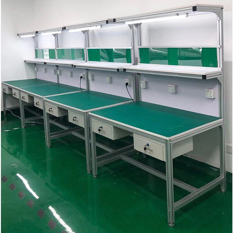 铝合金型材流水线车间拉线防静电装配维修测试操作带灯打包工作台