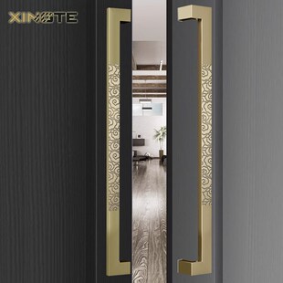 兴特中式 大门拉手古铜玻璃门把手不锈钢祥云拉手大门把手订制拉手