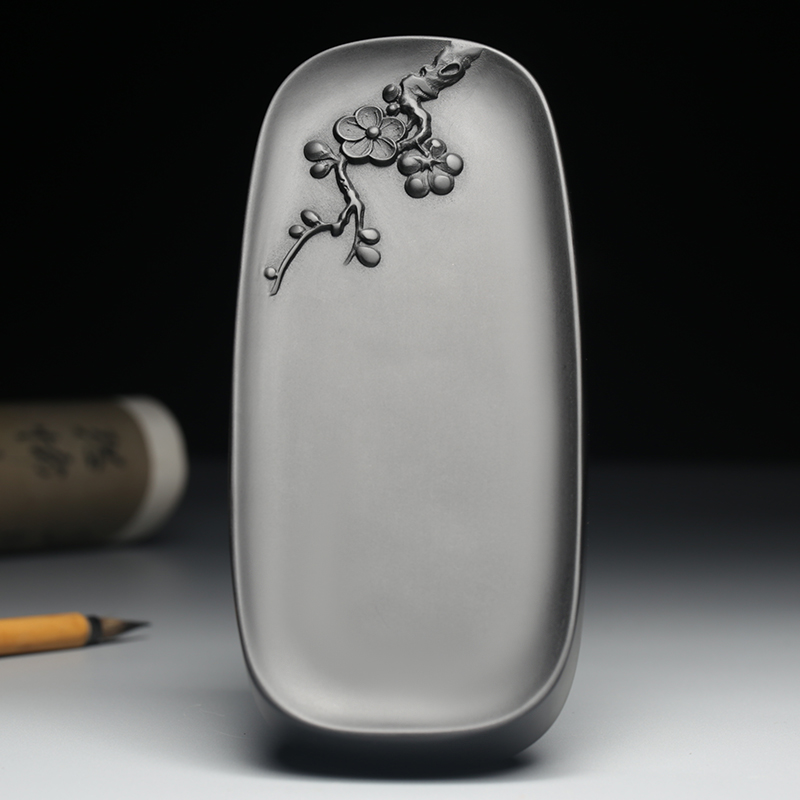 歙砚《寒梅傲雪》天然原石砚台墨梅暗香砚书法绘画小楷笔舔可压纸