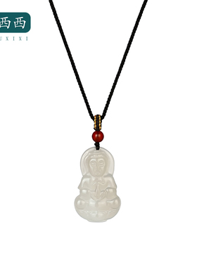 精美天然玛瑙观音菩萨项链挂坠冰透国风玉女款送妈妈礼物  20184