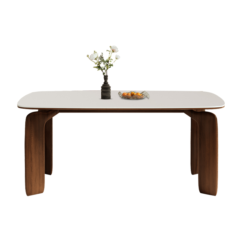 法兰莎法式复古实木岩板餐桌小户型长方形饭桌大象腿餐桌椅