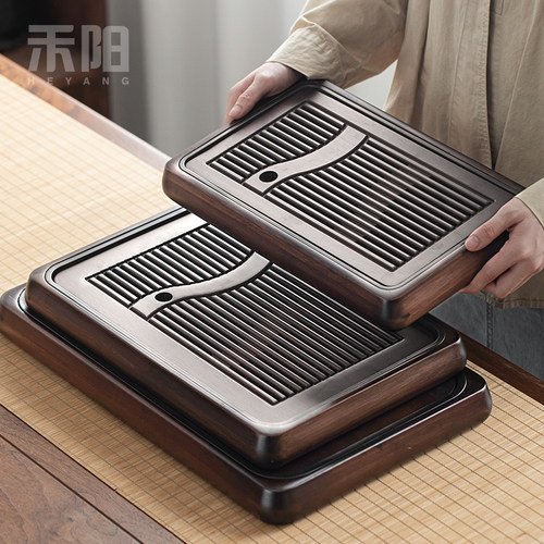 禾阳 茶盘2024新款家用竹制储水式小型干泡茶台功夫沥水茶托盘