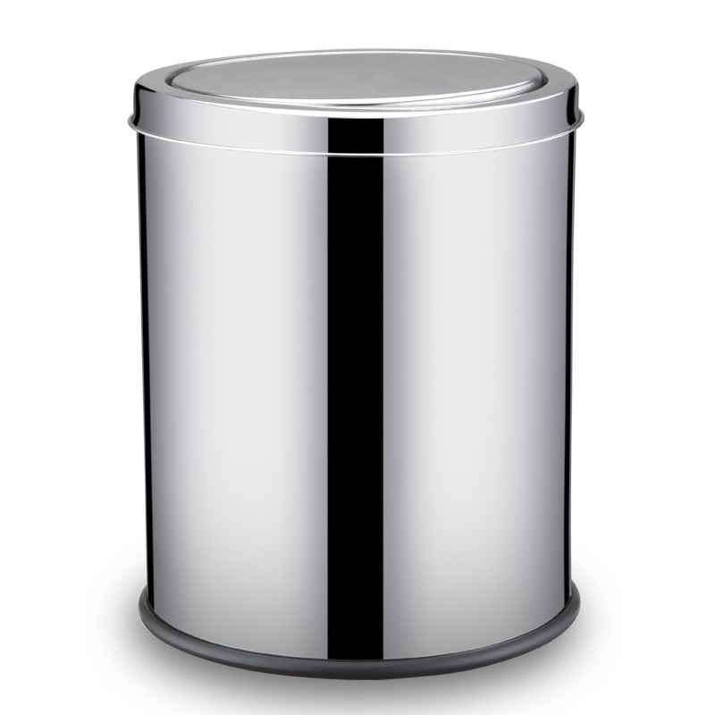 不锈钢垃圾桶摇盖式5L8LL加厚酒店家用翻盖垃圾筒中大号卫生间