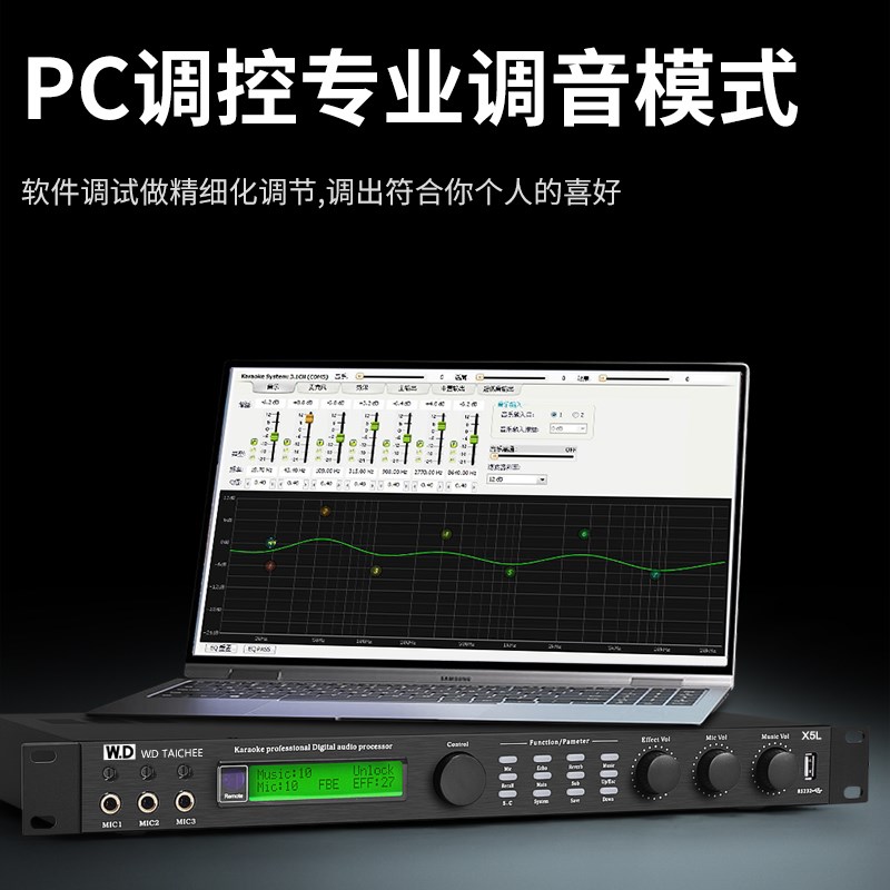 W.D卧龍太極专业前级效果器防啸叫混响音频处理KTV包厢工程专用
