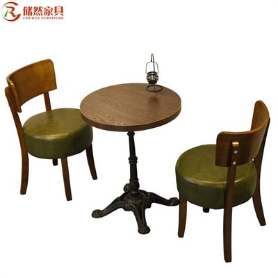 复古咖啡厅西餐厅咖啡馆桌子 奶茶小吃店甜品店餐饮酒吧实木桌椅