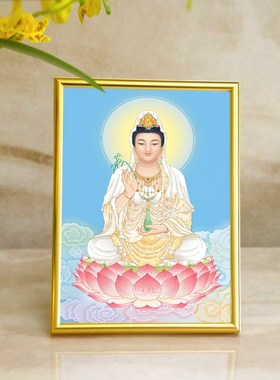 结缘观音像观世音菩萨人物画像佛堂桌面供奉摆台柜上摆件保平安