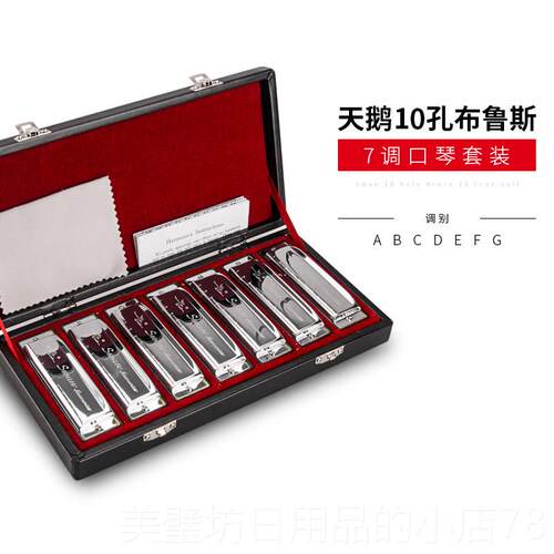 高档德国口进音簧天斯1鹅十孔布鲁斯口琴0孔7调蓝调布鲁12调套装