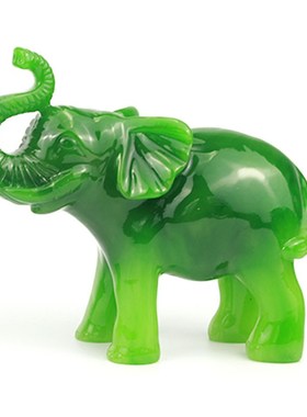大象摆件一对吸水象工艺品吉祥物小绿象办公室桌面装饰品家居摆设