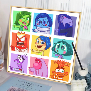 头脑特工队卡通数字油画diy填充丙烯填色手工涂色儿童益智小尺寸