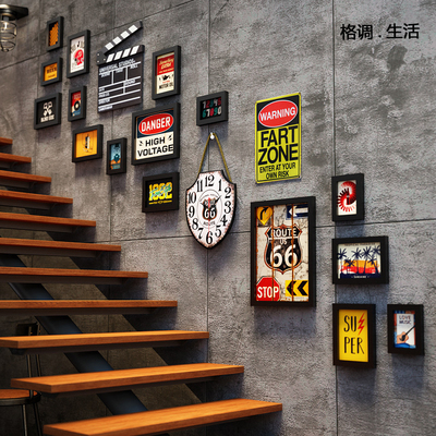 工业风楼梯装饰品酒吧烧烤店墙面复古挂饰餐厅走廊火锅店墙壁挂件
