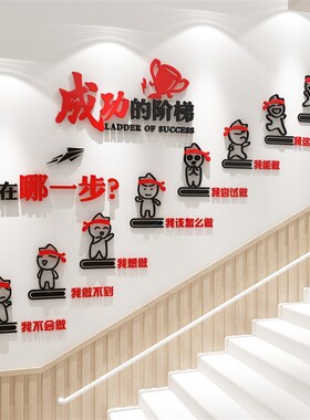办公室墙面装饰企业文化会议公司背景激励志标语贴纸布置楼梯台阶