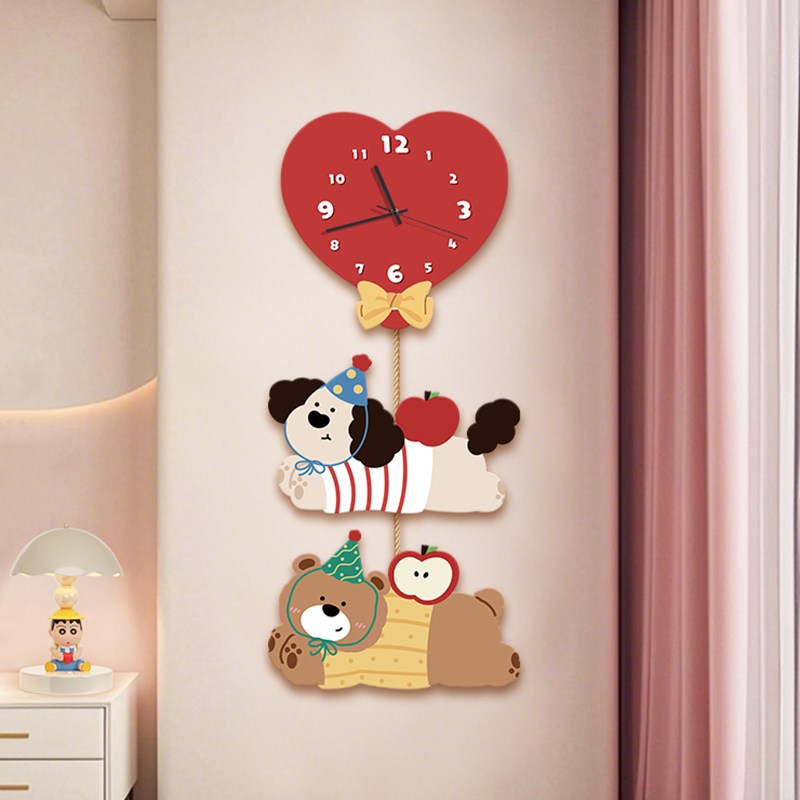 卡通创意客厅沙发电视背景墙装饰画多巴胺钟表挂画可爱儿童房壁画