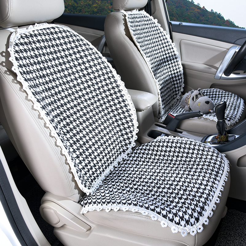 亚麻汽车坐垫四季通用单片半包车座垫三件免绑後排夏季凉席坐垫