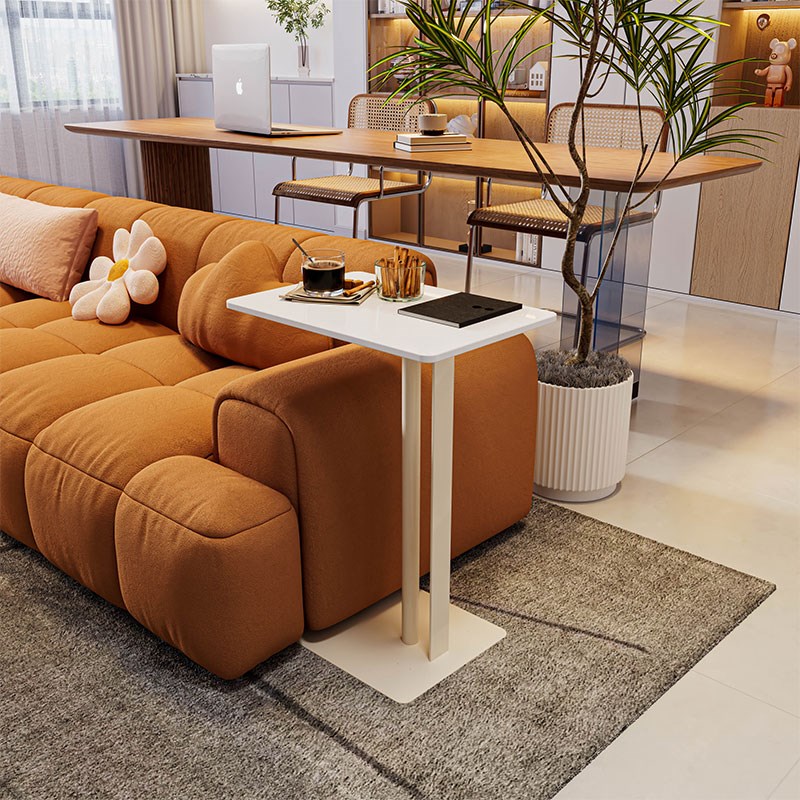 奶油风纯白岩板沙发边几角几小户型客厅小茶几简约现代创意小桌子