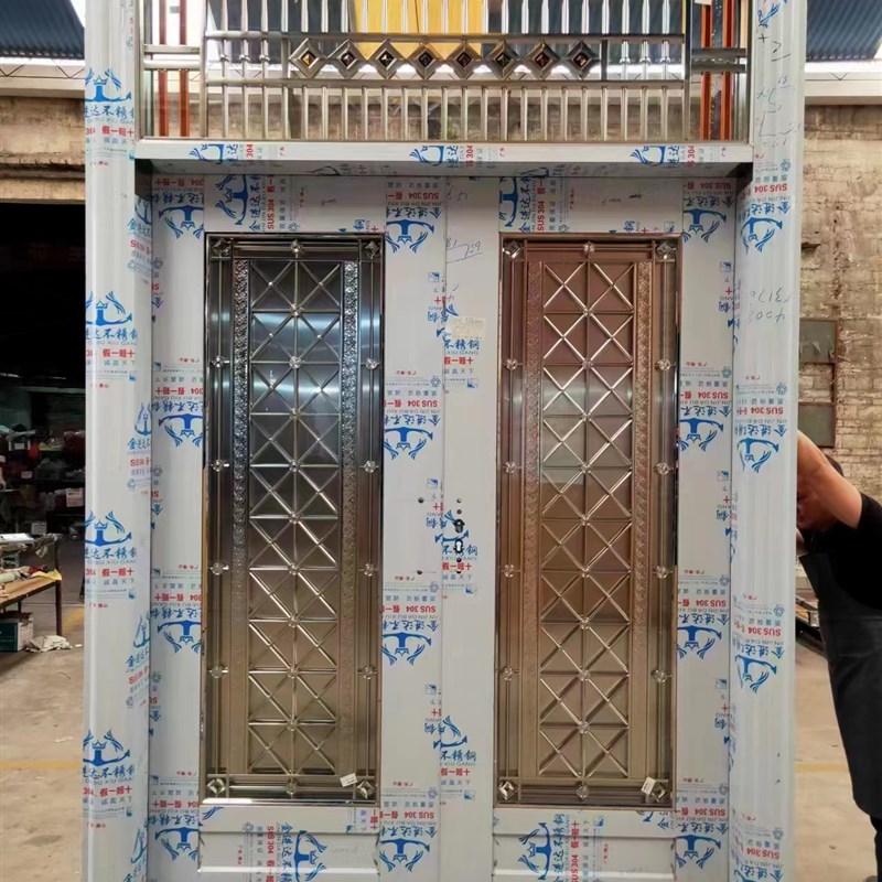 工厂定制30不锈钢门入户门开对开农村别墅门防盗入户小区大门