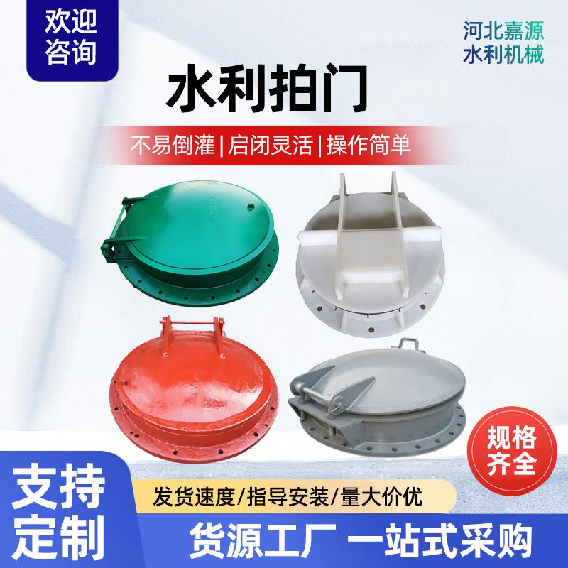 玻璃钢拍门污水处理圆形铸铁拍门钢制拍闸双开式拍门玻璃钢拍门