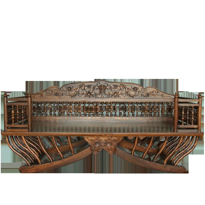 东南亚新款泰式阿拉伯实木手工雕刻雕花沙发床大象床罗汉椅发呆椅