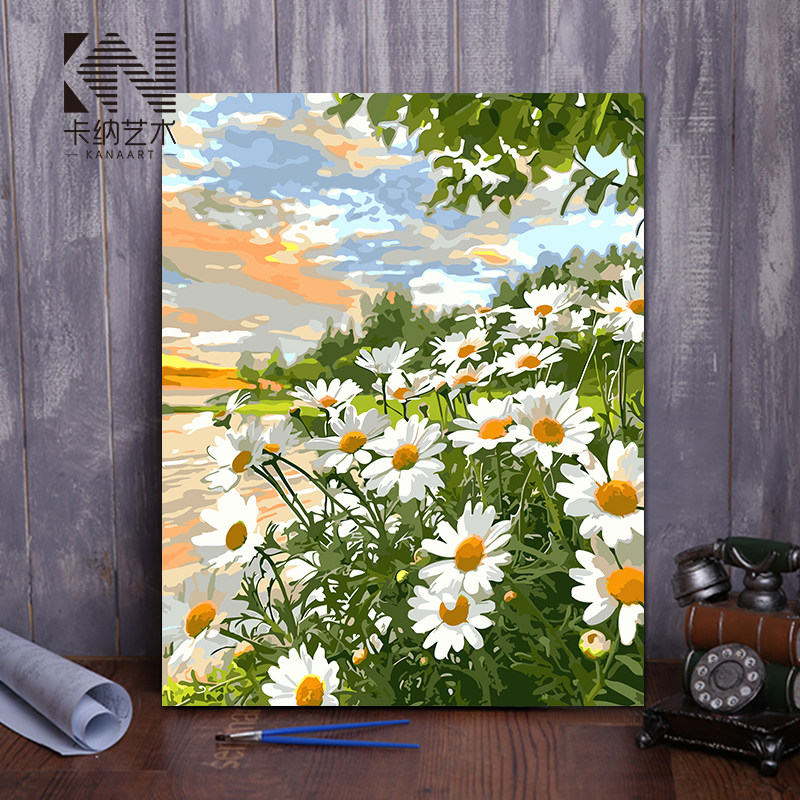 diy数字油画 手工填色风景花卉减压治愈客厅卧室油彩装饰画 雏菊