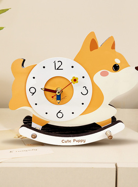 卡通创意钟表摆件摇摆静音时钟玄关柜客厅电视柜书桌桌面座钟摆台