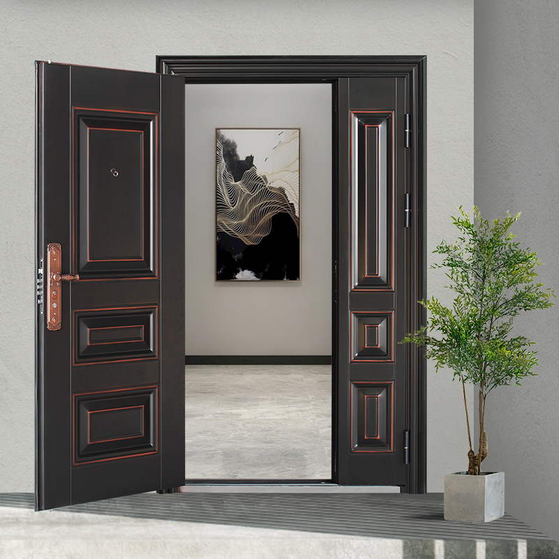 防盗门家用带通风气窗室外农村庭院子母对开门大门进户开入户门