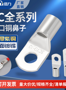 SC冷压端子窥口紫铜线鼻子端子头线耳电线压接接线端子铜鼻子接头