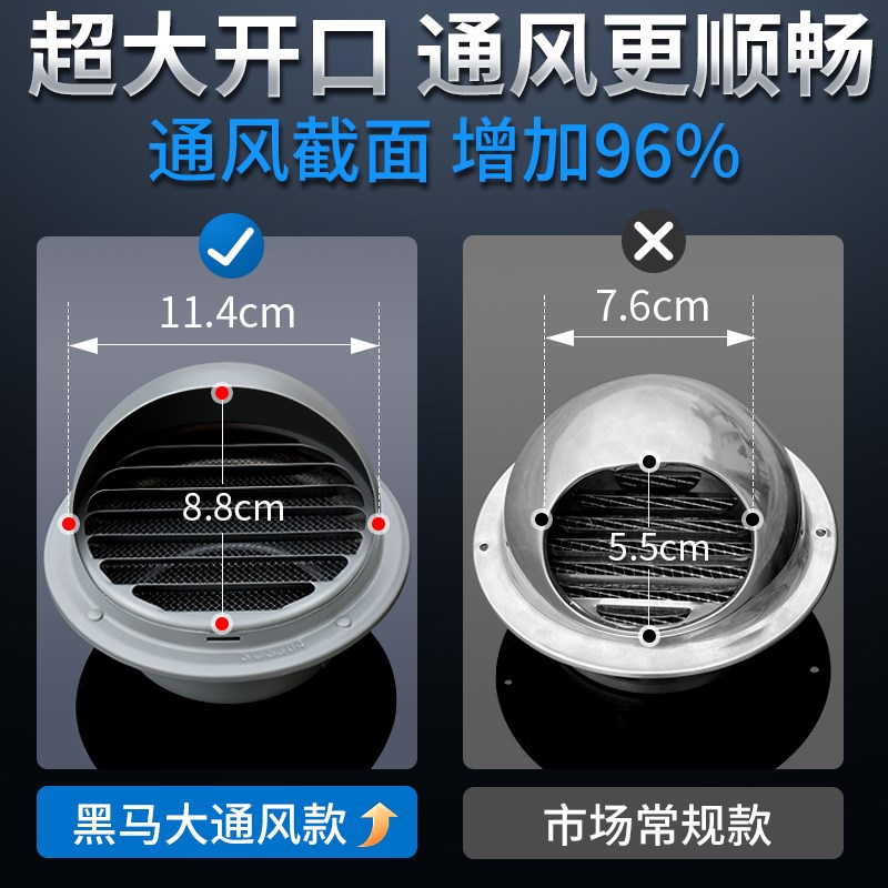 不锈钢风帽油烟机烟管外罩卫生间外墙出风口防风防雨排气口出风罩