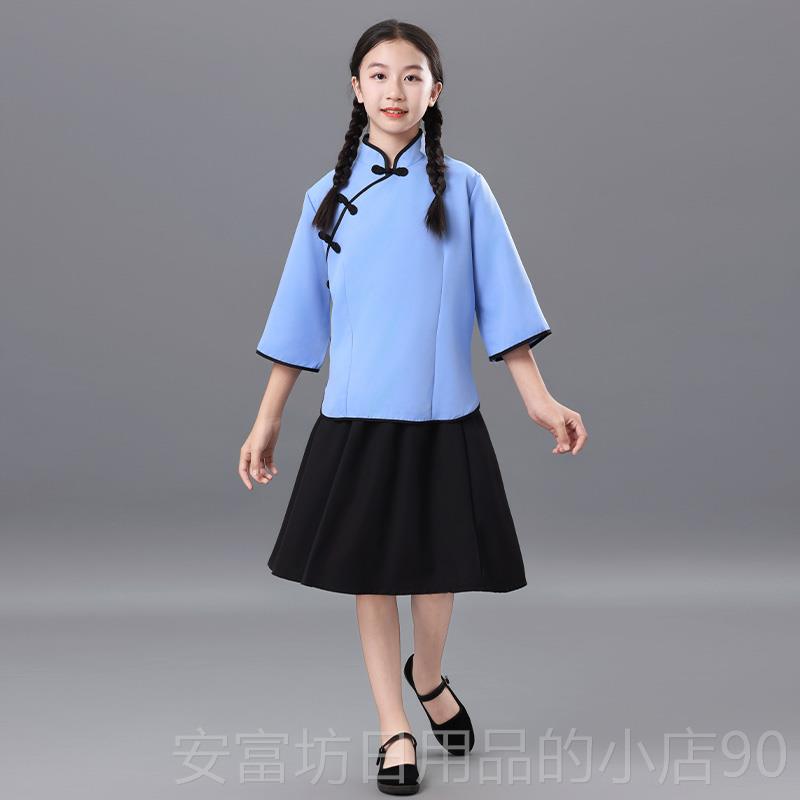 正品五四生青少年服装儿童旗袍学服装小学毕业照中山装唱团合儿服