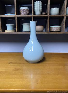 正品宋式美学汝瓷汝窑文小插件摆中式国风花瓶器民宿陶创瓷装饰工