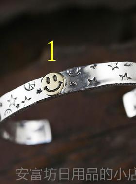 正品p牛钝精j工 am笑脸手镯amp aan925银 俏p皮笑脸 涂鸦手镯个性