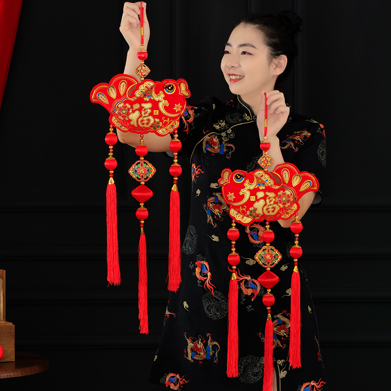 新年装饰品客厅入户门过年挂饰2023兔年春节场景布置福字喜庆挂件