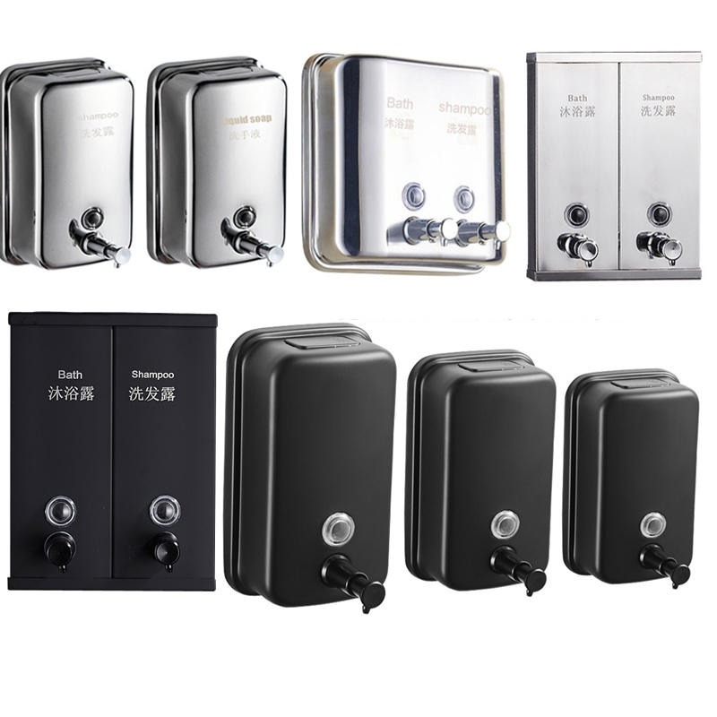 酒店SUS30不锈刚皂液器卫生间沐浴露盒壁挂式浴室洗发水挤压容器