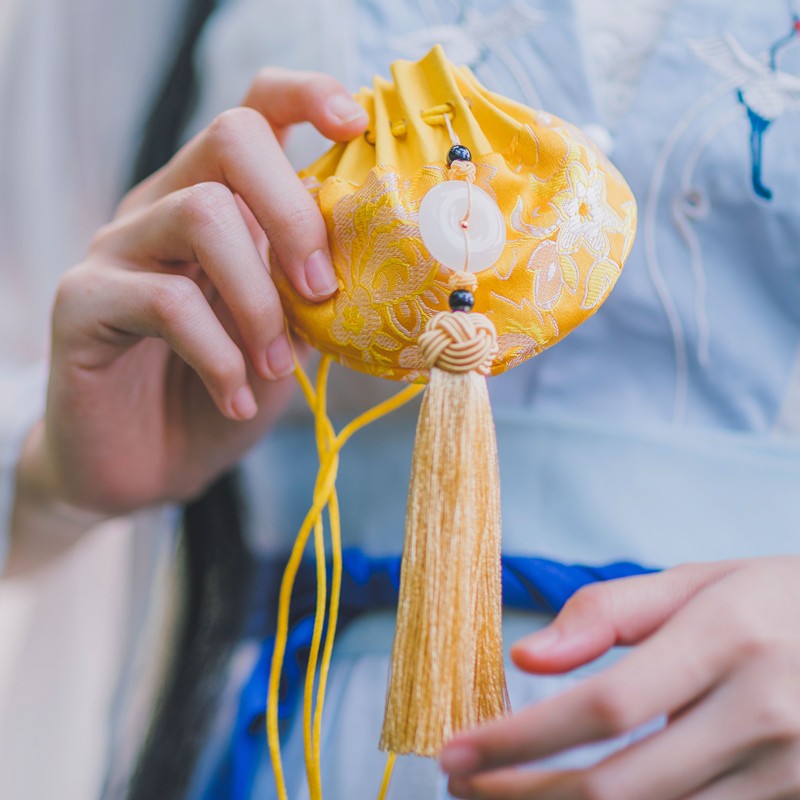 古风香囊汉服配饰平安扣流苏diy手工材料包香袋胎发袋锦囊提神