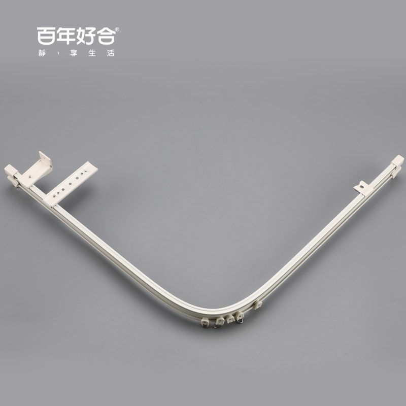 加厚铝合金可弯曲阳台飘窗L型U型弯直两用静音顺滑弧形重窗帘轨道