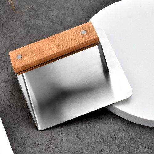 304不锈钢木柄方形压肉器汉堡压牛排肉压板 手动压肉压饼器工具