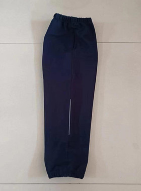 春秋新款中小学生深蓝色校裤拼接半截细反光杠直筒宽松休闲裤定做