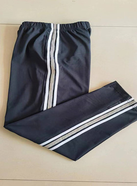 定制中小学生春秋新款深蓝色拼接三道杠宽松直筒校服长裤子可定做