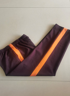 春秋新款中小学生紫色拼接宽桔杠滦南英才宽松直筒校服长裤可定做