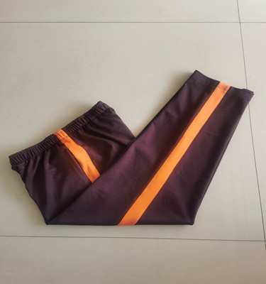 紫色拼接宽桔杠滦南英才校服长裤