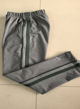 春秋新款中小学生灰色校裤拼接两道墨绿杠直筒宽松休闲长裤可定做
