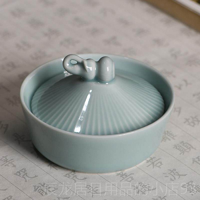 正品庆学堂火锅砚台封带盖书法专写用多砚功能墨盒墨砚水碟原石天图片
