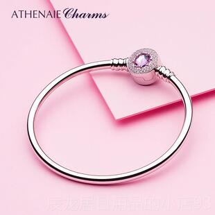 正品ATHEN轻AIE92奢5森银手镯简约款系冷淡风网红DIY串饰手镯女款