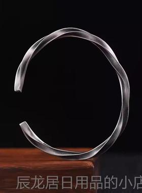 正品999纯银M?bius戒指手镯的朴男戒指覆古民族风格生日礼士物男