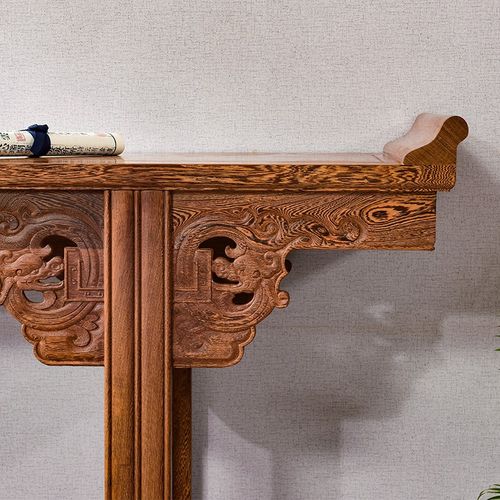 鸡翅木条案中式供桌实木神台佛台仿古玄关桌红木香案条几中堂家用