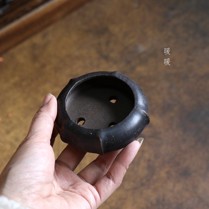仿古小竹节暖暖精选紫砂小花盆多肉绿植盆景室内桌面微盆景盆