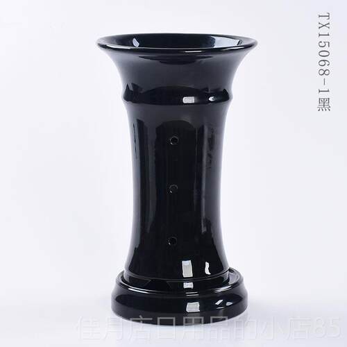 高档陶瓷花花插小器创意简现代约客瓶厅艺术干花摆件花花盆黑白色