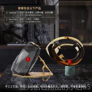 高档坚持不懈轻奢花瓶创意公摆铜客厅花瓶玻璃花器插干花办室件装